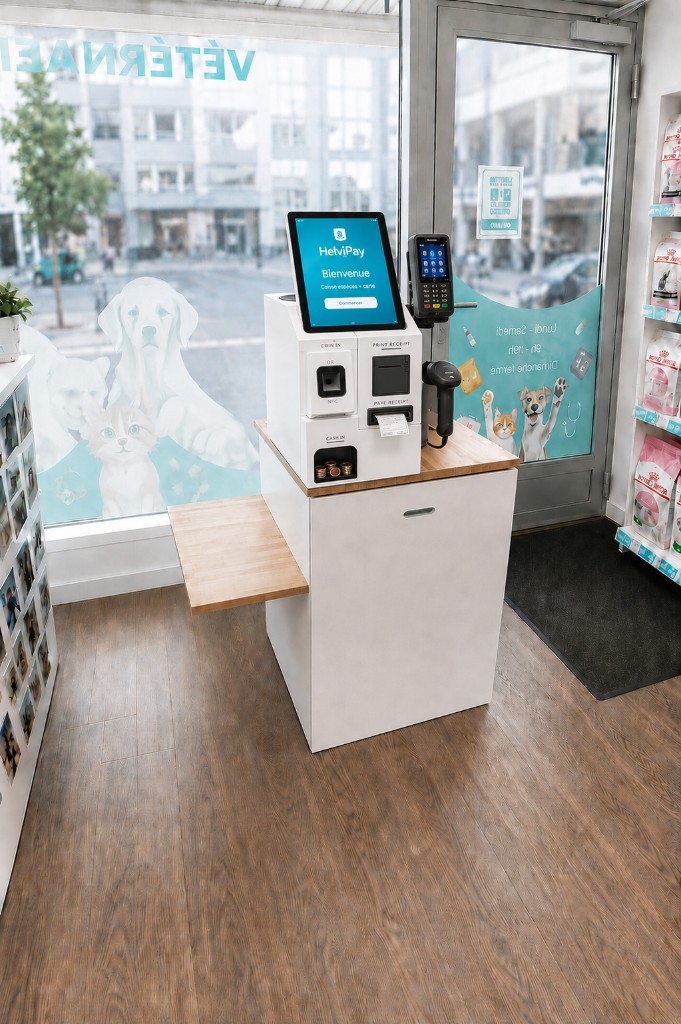 Caisse Helvipay espèces et carte